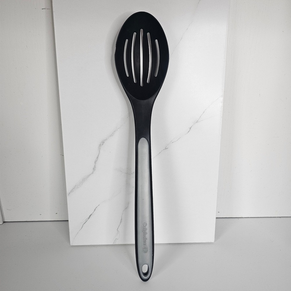 Calphalon Slotted Spoon Black Gray Kitchen Utensil Cooking Serving Nylon 13 inch
